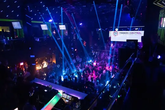 Packed venue from the balcony