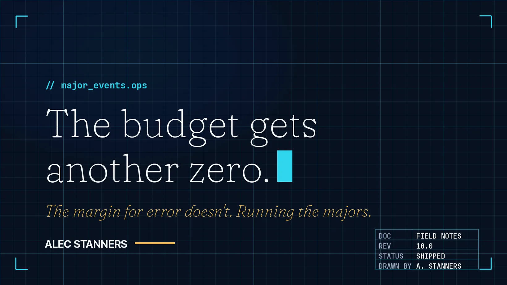 The Budget Gets Another Zero. The Margin for Error Doesn't.